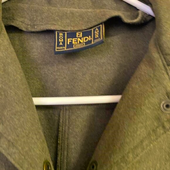 Auth. Fendi Roma Short Coat/ Dress Olive Green Color Size Small Belted - Picture 4 of 13